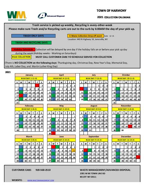 waste management pick up schedule.